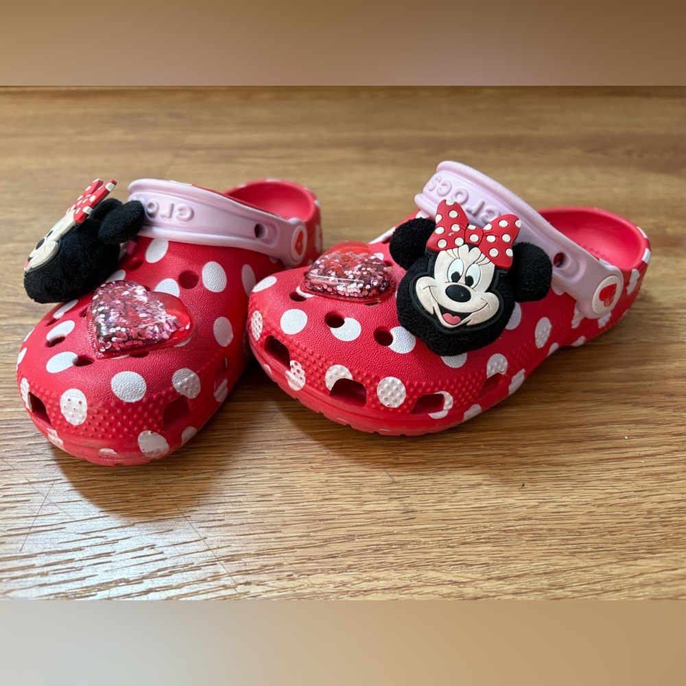 Disney Kids Red and Pink Polka Dot Slippers